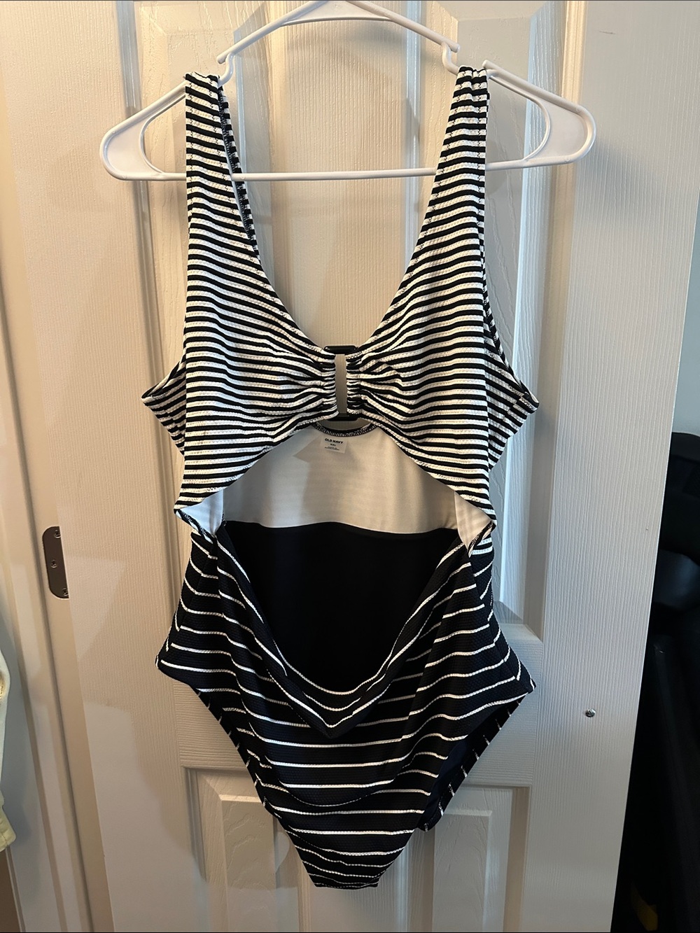 Black & White Striped One-Piece Swimsuit